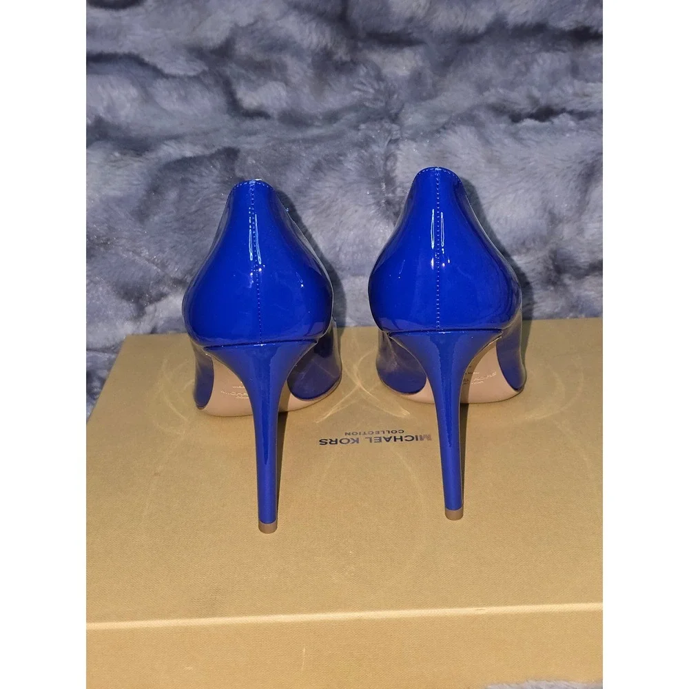 NWB Michael Kors Gretel Runway‎ Patent Lapis Blue Pointed Toe Stilettos US 6.5 - Picture 3 of 7